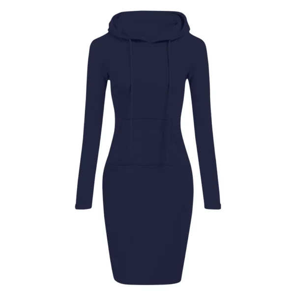Women's Fashion Casual Solid Color Long Sleeve Dress - Image 22