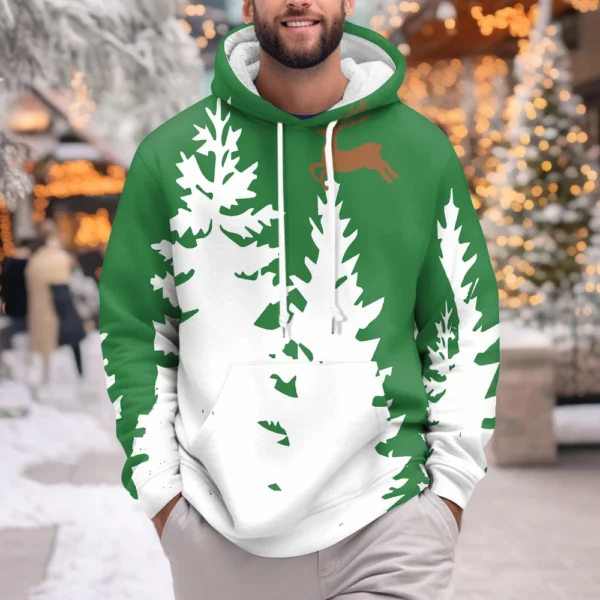 Men's Print Plush Warm Coat Fleece Sweater Casual Coat Pocket Sweater Winter - Image 18