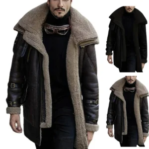 Fall And Winter Jacket Thickened Warm PU Leather Coat Men's Fleece Coat Trend