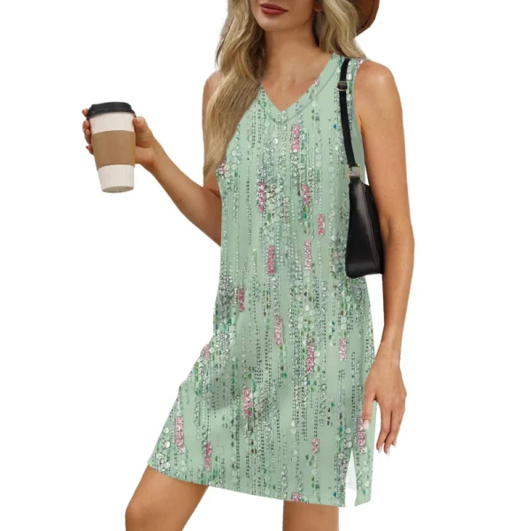 Women's V-neck Summer Casual Beach Vacation Women's Sleeveless Floral Print - Image 35