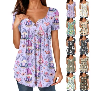 Women's Casual Daily Printed Round Neck Fashion Short Sleeved Loose T-Shirt
