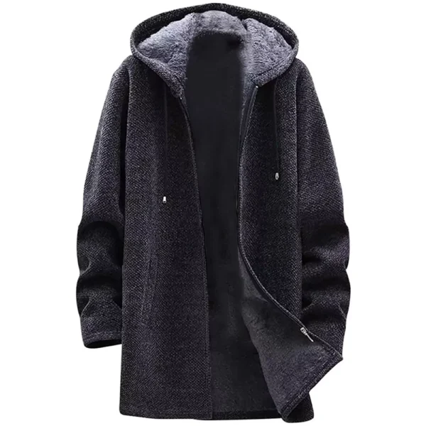 Winter Coat Men's Sweater Knit Sweater Cardigan Men's Hoodie Plus Fleece - Image 5