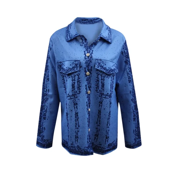 Women's denim jacket with multicolored metal button lapels - Image 12
