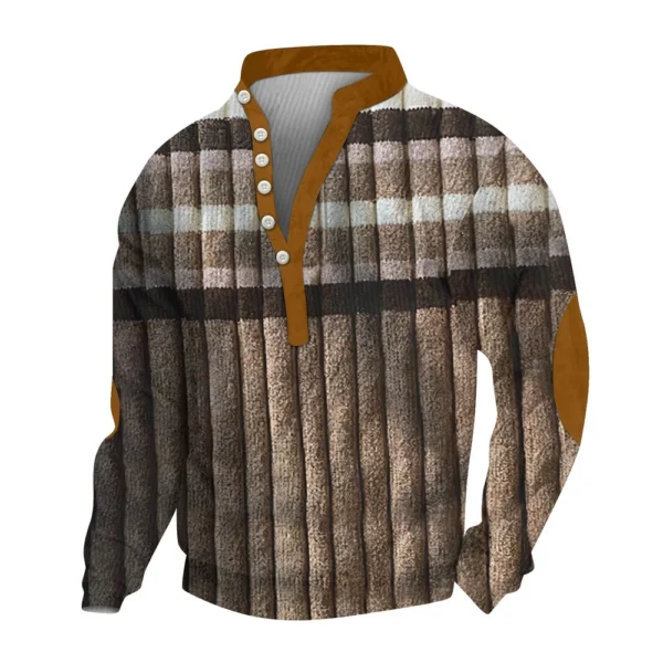 Men's Corduroy Cardigan 6-button Long-sleeved Sweatshirt - Image 17