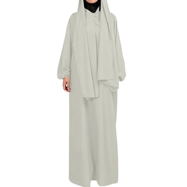 Muslim Women's Solid Color Robe Casual Long Sleeve Tie Waist Dresses - Image 38