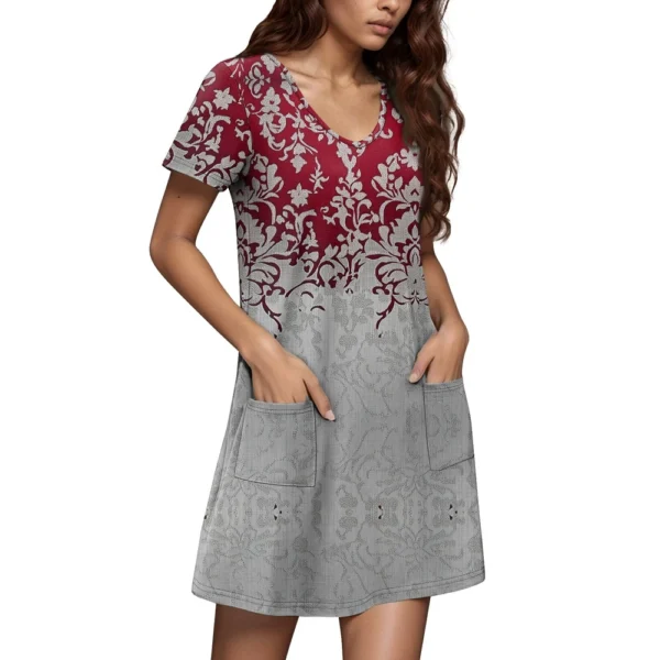 Women's Casual Sundress With Pockets Summer Boho Beach Dress Floral Blouses For - Image 12
