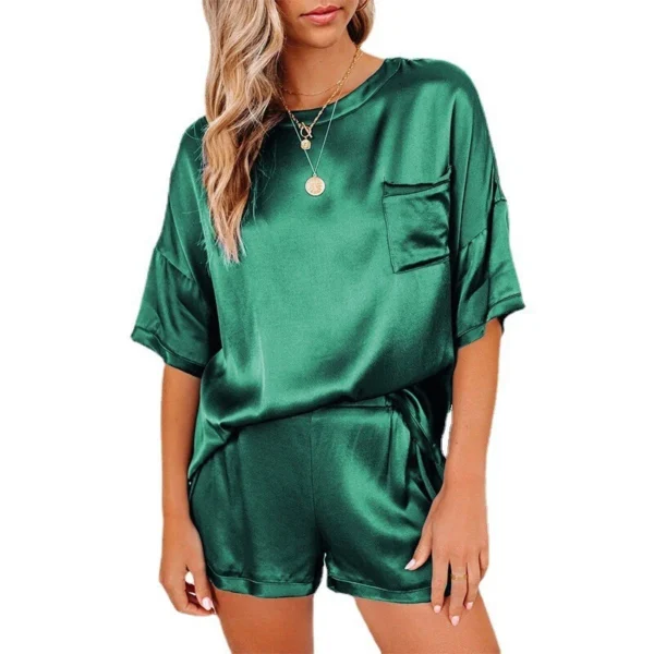 Set Solid Color Short Sleeve Short T-Shirt Pants Loose Casual Set - Image 26