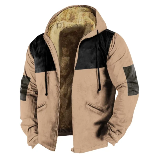 Men's Winter Print Jacket Men's Casual Trend Zipper Hooded Jacket - Image 32