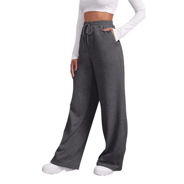 Women's Drawstring Track Pants Lined Pockets Ladies Wide Leg Sweatpants US - Image 14