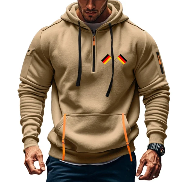 Men's Printed Sweatshirt Hoodie Zipper Arm Pocket Cardigan Men's Sports Large - Image 22