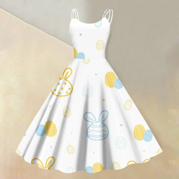 Women's  Casual Fashion Flower Print Sexy Off Shoulder Punk Retro Skirt - Image 34