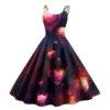 Christmas Ladies Casual Fashion Flower Print Sexy Off Shoulder Punk Retro Skirt - Image 28