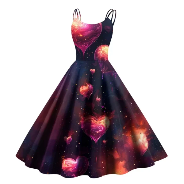 Christmas Ladies Casual Fashion Flower Print Sexy Off Shoulder Punk Retro Skirt - Image 28