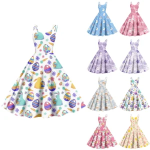 Women's  Casual Fashion Flower Print Sexy Off Shoulder Punk Retro Skirt