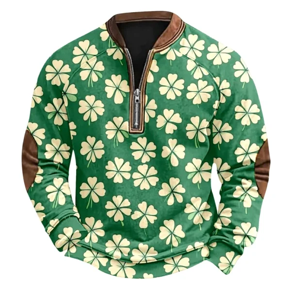 Men's St. Patrick's Day Vintage Casual Zip Sweatshirt Outdoor Casual Top - Image 29