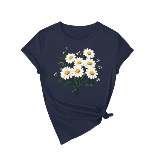 Women's Fashion Daily Casual Short Sleeved Round Neck Printed Loose T-Shirt - Image 26
