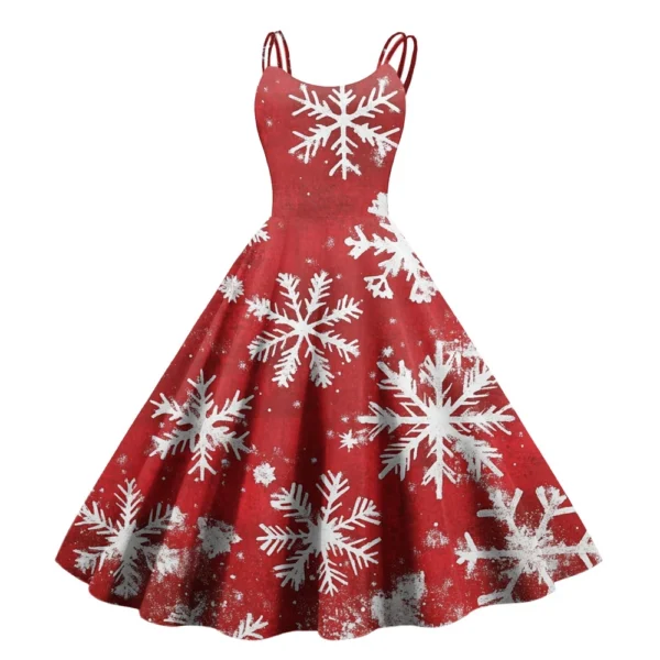 Women's Fashion Christmas Printed Sexy Strapless Gothic Cocktail Dress Punk, - Image 7