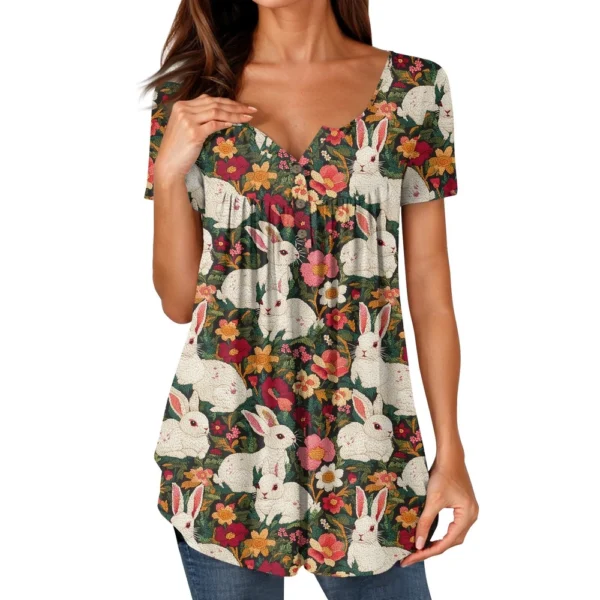 Women's Short Sleeved Fashion Printed Daily Round Neck Loose Casual T-Shirt - Image 34