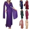 Women's Fashionable Solid Color V Neck Sequin Sexy Evening Dress Party Long