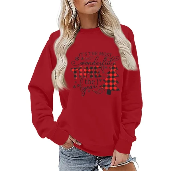 Women's Fashion Casual Round Neck Loose Long Sleeve Solid Color Sweatshirt - Image 28