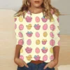 Women's Printed Easter Basic Tops Casual 3/4 Sleeve Fashion Plus Size Pullover - Image 25