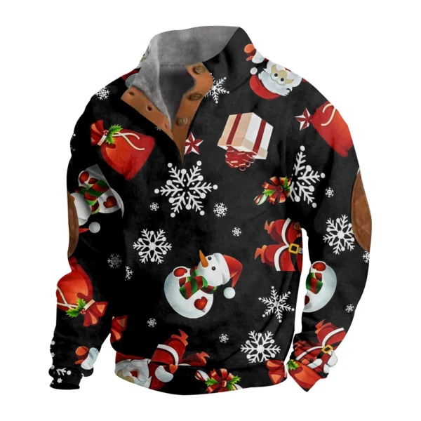 Men's Buttoned Sweatshirt With European And American Autumn/winter Printed Long - Image 13