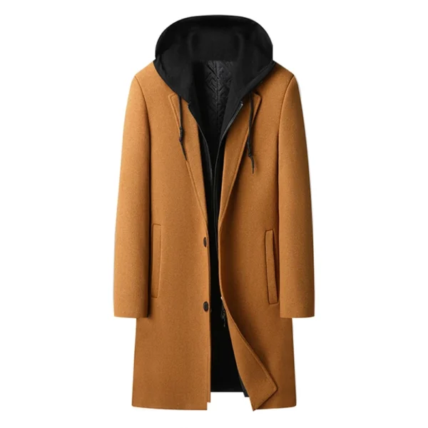 Men's  Woolen Coat Can Be Removed Hooded Fashion Long Thick Slim Medium Length - Image 17