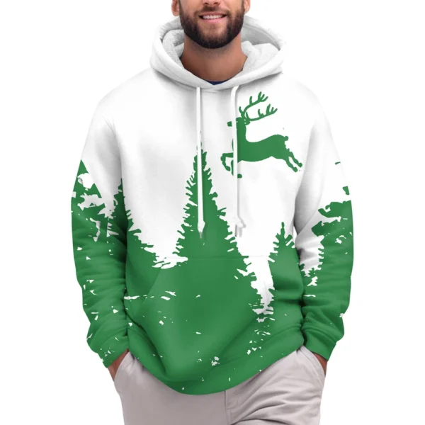 Men's Print Plush Warm Coat Fleece Sweater Casual Coat Pocket Sweater Winter - Image 8