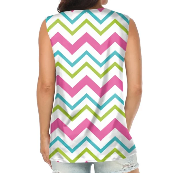Women's Fashion Casual Easter Printed Round Neck Sleeveless T-Shirt Tops - Image 12