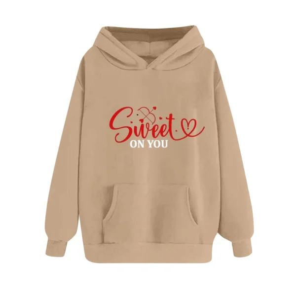 SWEET ON YOU Women's Fashion Casual Pullover Hoodie Valentine's Day Printed - Image 9