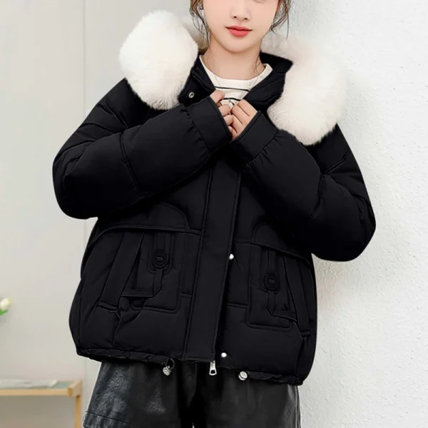 Winter Thickened Cotton-padded Jacket For Age Reduction, Largecollar, Hooded - Image 10
