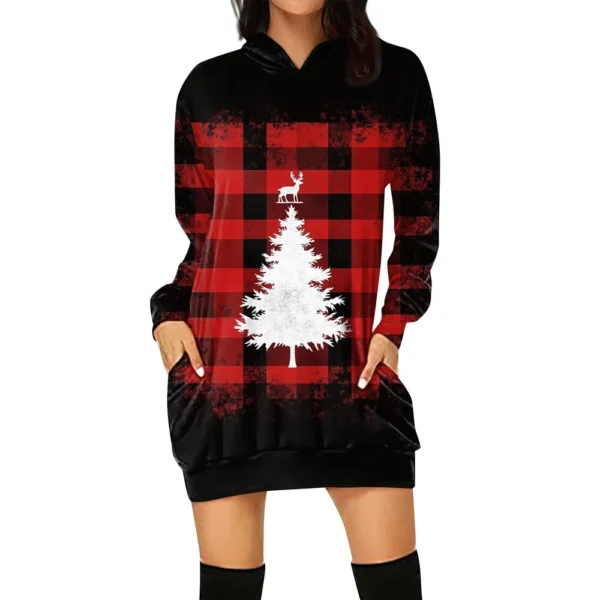 Ladies' Loose Casual Pocket Long Sleeved Hoodie Christmas Printed Sweatshirt - Image 32