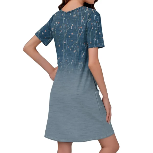 Women's Casual And Fashionable V-neck Short Sleeve Printing Mid Length Dress - Image 11