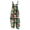 Women's Shoulder Strap Vintage Loose Print Casual Jumpsuit Christmas - Image 6