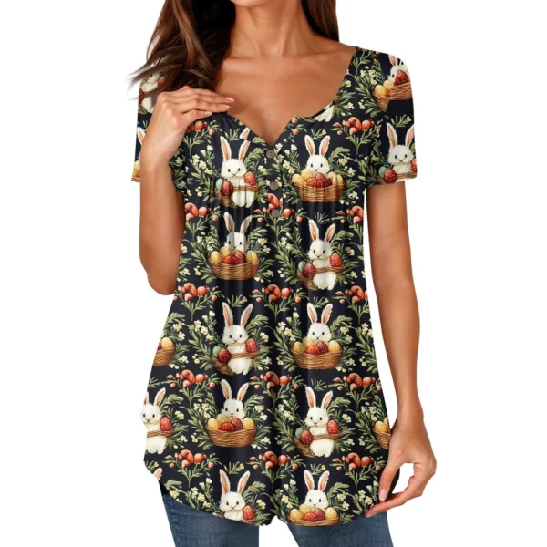 Women's Casual Daily Printed Round Neck Fashion Short Sleeved Loose T-Shirt - Image 19
