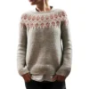 Women's Fashionable Casual Printed Round Neck Pullover Loose Long Sleeved - Image 14