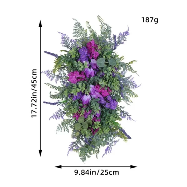 50*30cm Artificial Flower Wreath Spring Purple Garland Lilac Hyacinth Home Decor - Image 2