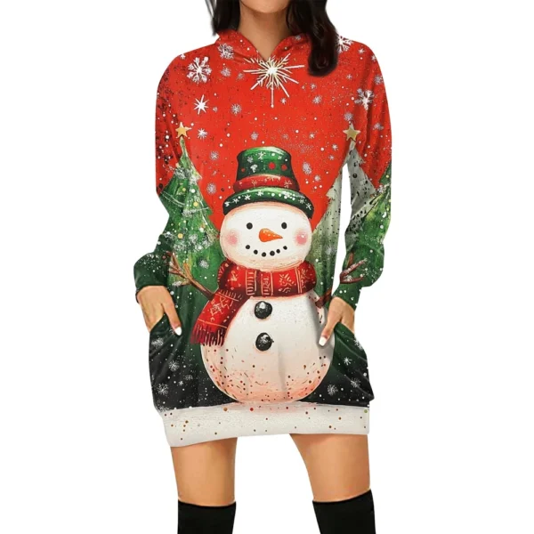 Ladies' Loose Casual Pocket Long Sleeved Hoodie Christmas Printed Sweatshirt - Image 44