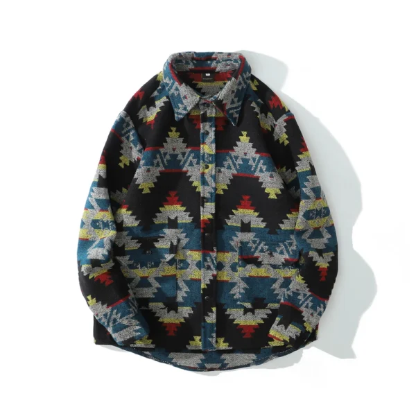 Retro Ethnic Long Sleeved Shirt Men'S Street Loose Fashion Jacket - Image 13
