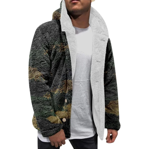Men'S Winter Zipper Hooded Fleece Sweatshirt With Patch Pocket Casual Jacket - Image 7