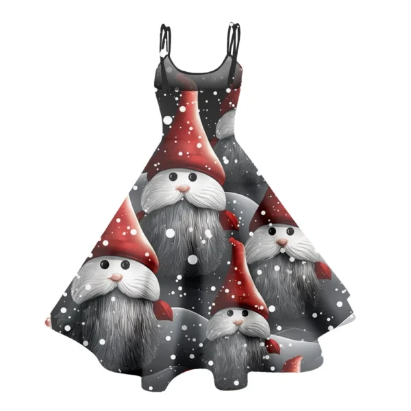 Women's Fashion Christmas Printed Sexy Strapless Gothic Cocktail Dress Punk, - Image 10