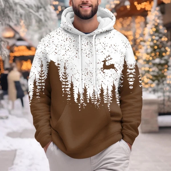Men's Print Plush Warm Coat Fleece Sweater Casual Coat Pocket Sweater Winter - Image 19