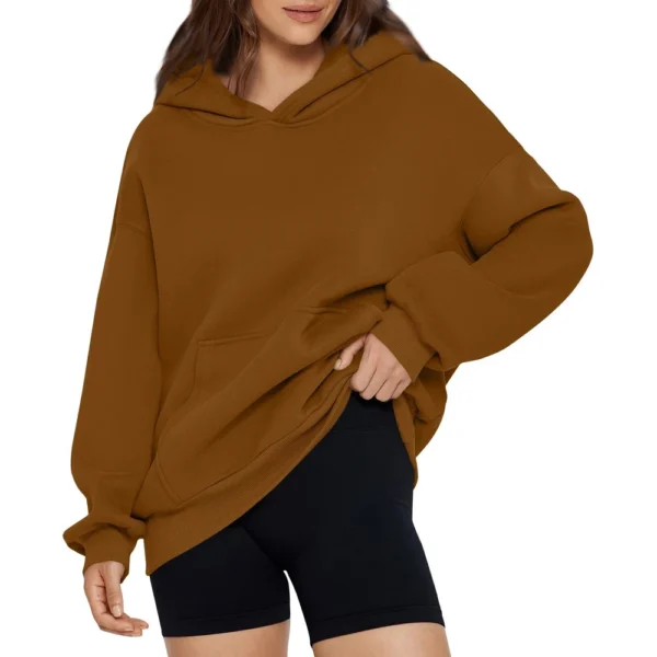 Women's Fashion Spring Hooded Sweatshirt Casual Pocket Top Loose Pullover - Image 17
