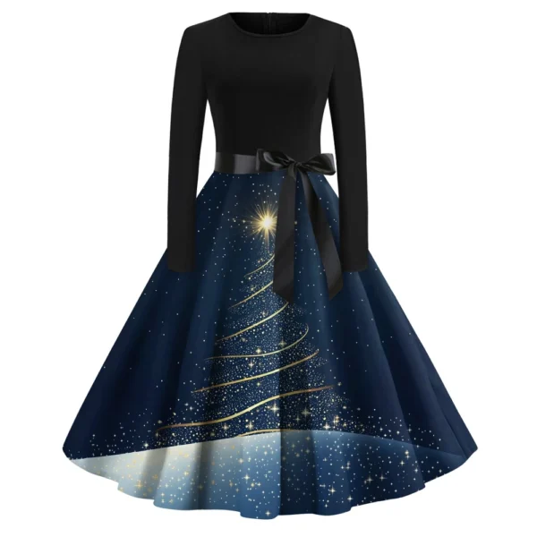 Women's Casual And Fashionable Round Neck Printed Vintage Dress - Image 17