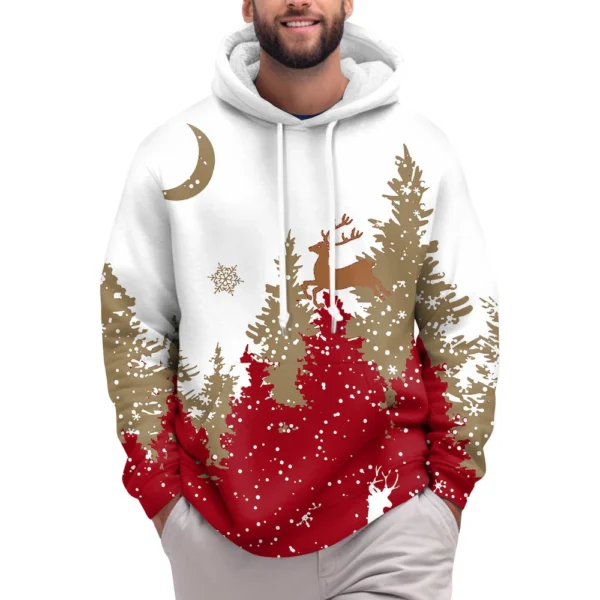 Men's Print Plush Warm Coat Fleece Sweater Casual Coat Pocket Sweater Winter - Image 10