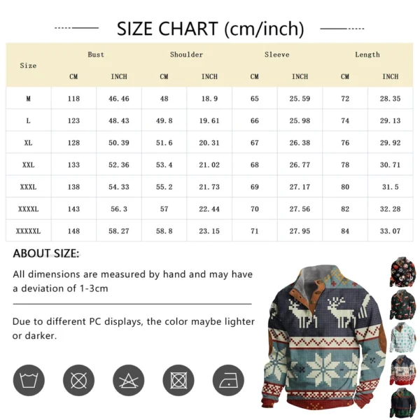 Men's Buttoned Sweatshirt With European And American Autumn/winter Printed Long - Image 24