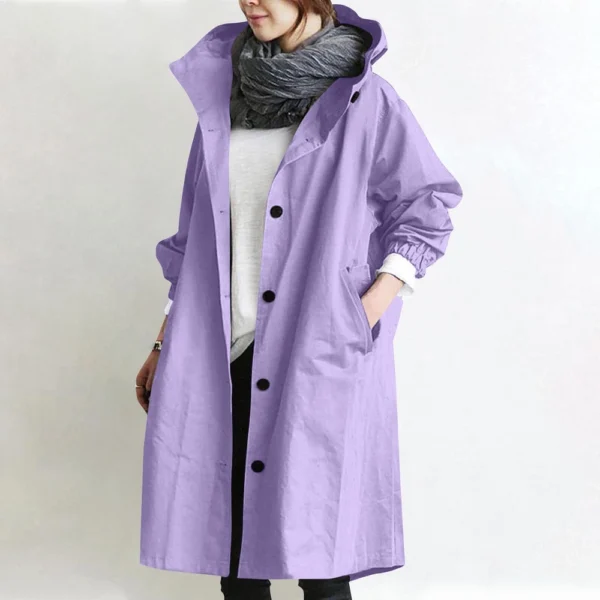Jacket For Women Casual Plus Size Coat Solid Color Mid Length Windbreaker - Image 37