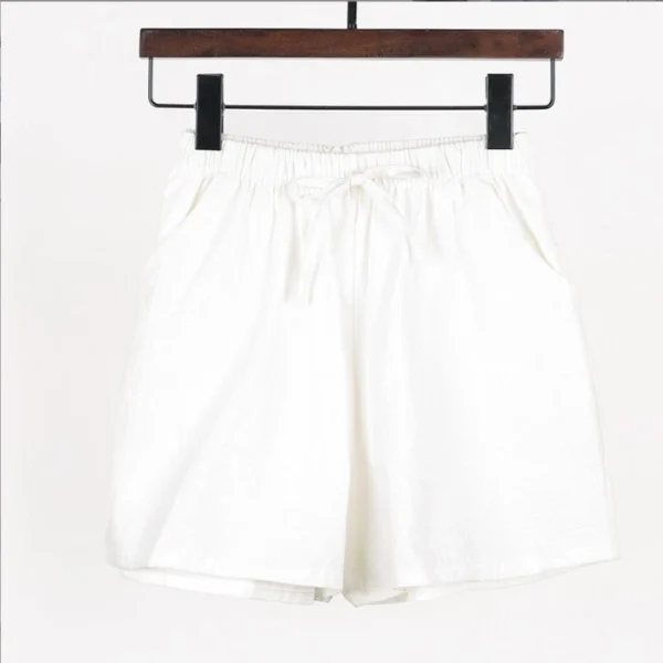 Women's Solid Color Linen Cotton Hemp Casual Sports Casual Shorts Pants. - Image 3