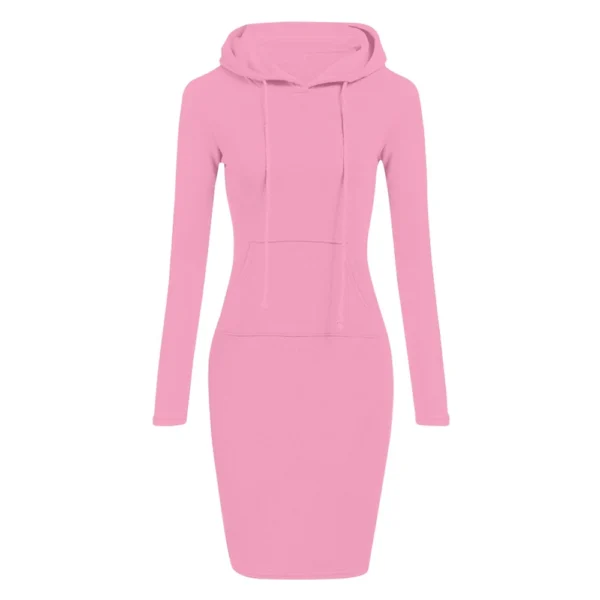 Women's Fashion Casual Solid Color Long Sleeve Dress - Image 3