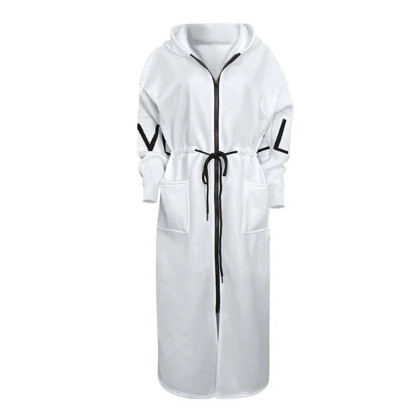 Women's  Solid Color Hooded Long Sleeve Knitted Sleeves Patchwork Casual Zip - Image 10